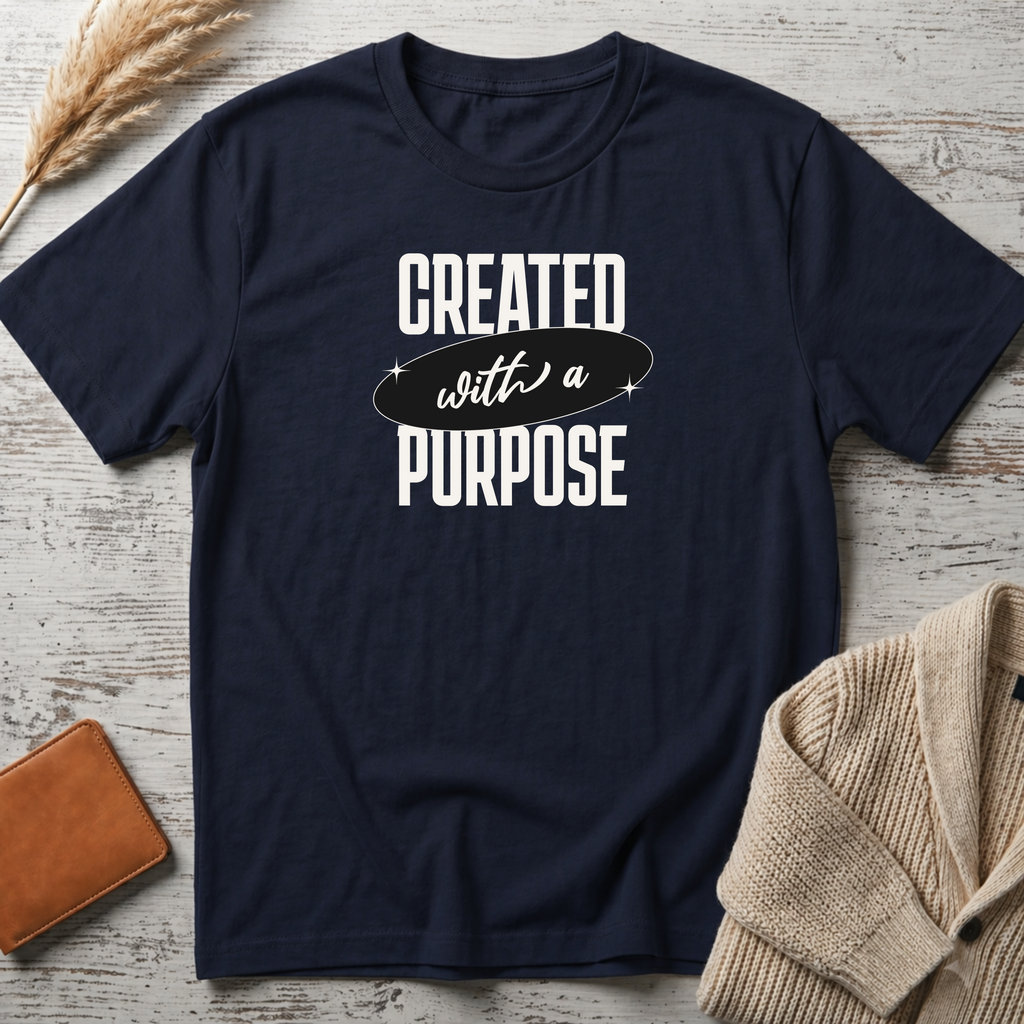 Created with purpose (white text) T-Shirt