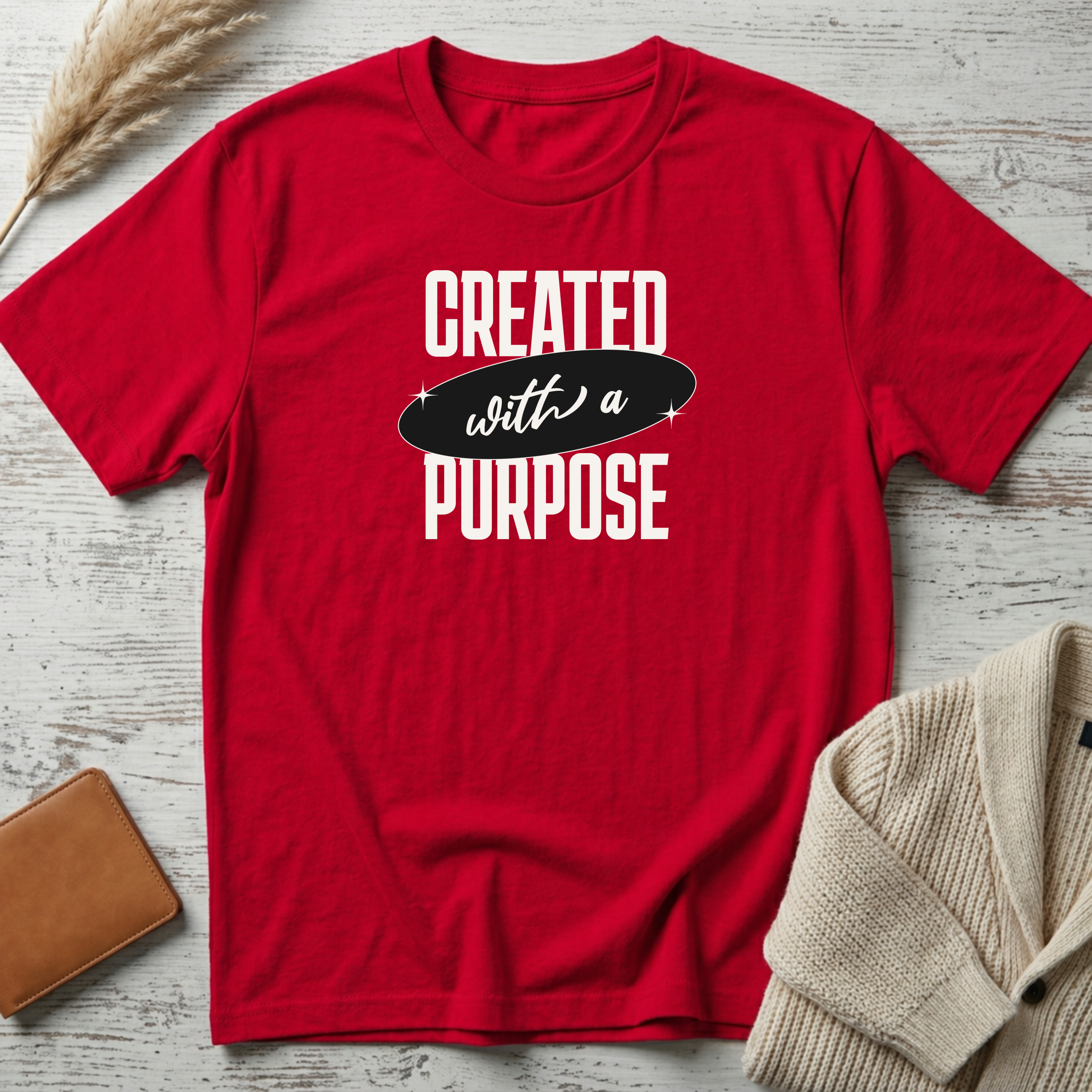 Created with purpose (white text) T-Shirt