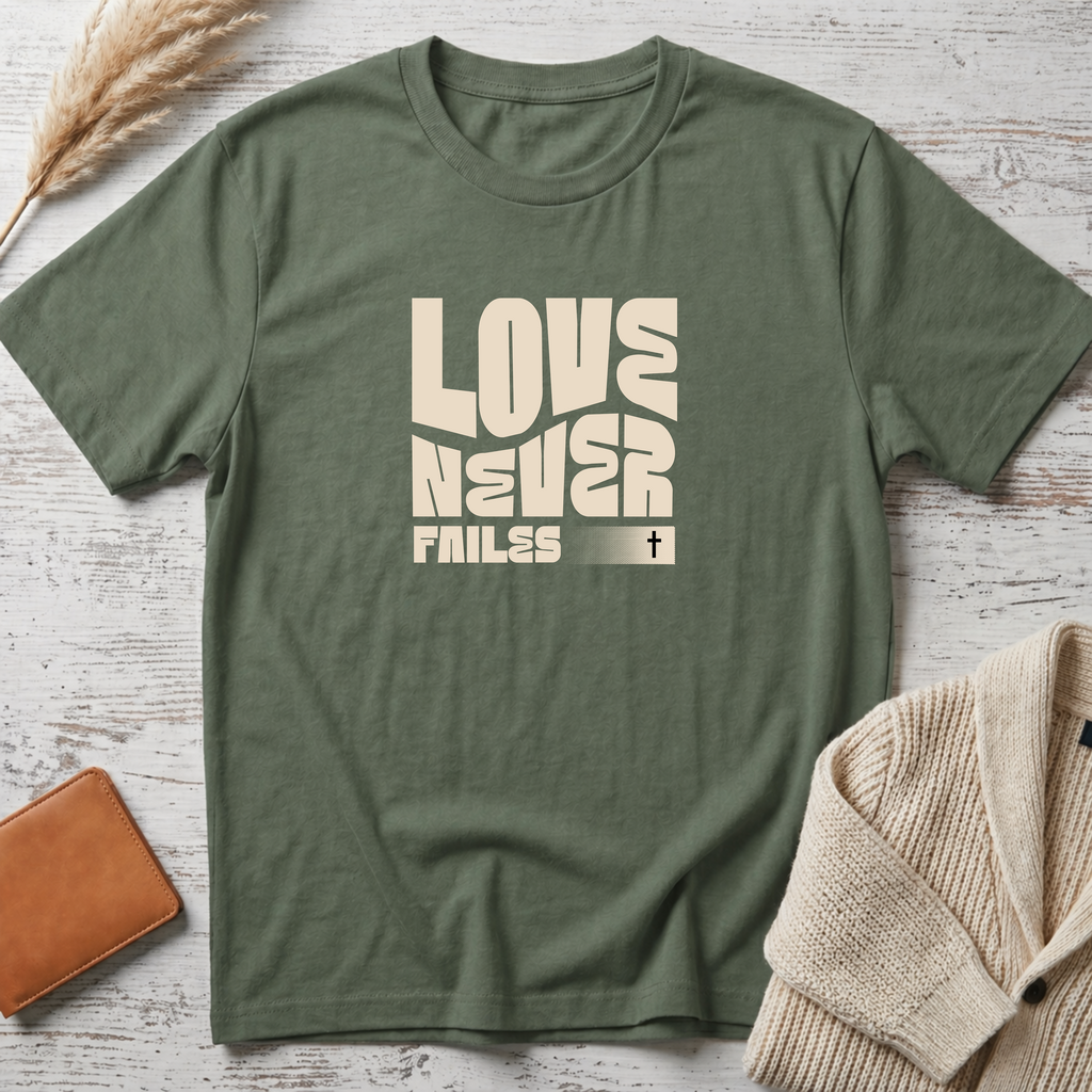 Love never fails (white text) T-Shirt