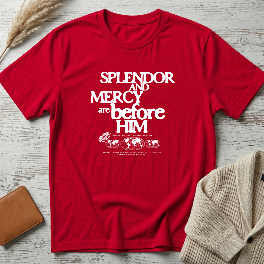 Splendor and mercy (white big text) T-Shirt