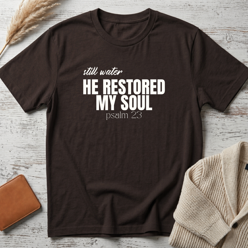He restored (white text) T-Shirt
